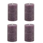 Set van 4 Macon rustieke stompkaarsen antieke altaarkaarsen 100% paraffine lange brandduur H8/D5 cm pruim