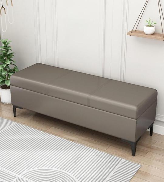 Faux Lederen Opslag Ottomaanse Bank met Gestoffeerde Slaapkamer Bank Speelgoed Doos Organizer Salontafel 300 Lbs Ondersteuning Extra Lange