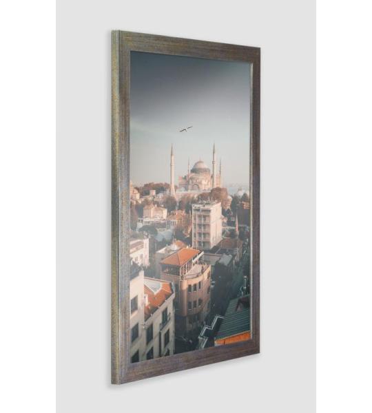 Monaco Fotolijst, 37,5 x 98 cm, blauwgoud gemêleerd, fotolijst in metaallook, geborsteld aluminium, posterlijst, verwisselbare lijst