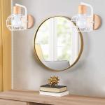 Wandlamp voor binnen, hout, E27 wandlamp, vintage, industrieel, wit, retro lamp van kooi, metaal, moderne wandlampen voor woonkamer, eetkamer, slaapkamer, hal, keuken