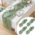 Tafelloper, 4 stuks, groene kaasdoek, tafelloper, boho-mousseline, decoratieve stof, rustieke gaas, tafelloper voor bruiloft, verjaardag, decoratie, 90 x 300 cm