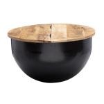 salontafel Mango massief hout metaal 60x34x60 cm industriële stijl rond | Design salontafel met opbergruimte | Moderne salontafel salontafel zwart