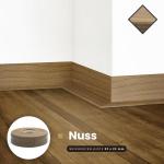 Zachte plint, 150 m (6 x 25 m), notenhout, 32 x 23 mm, pvc, zelfklevend, knikhoek plint, hoekprofiel, aansluitprofiel, vloerlijst, rubberen plint