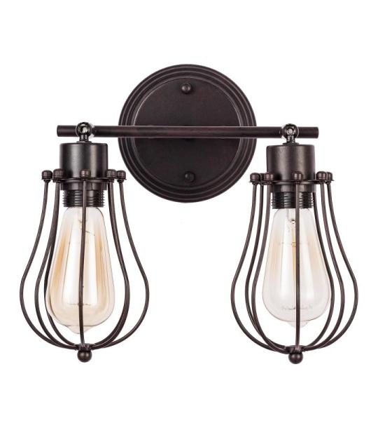 Industriële wandkandelaar, rustieke zolder, antieke wandlamp, draadkooi, verstelbaar stopcontact, Edison, vintage, metaal, retrolamp, lampen voor slaapkamer (zonder lamp) (met 2 l