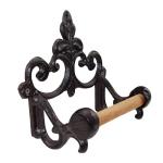 Toiletrolhouder vintage handdoekring metalen ronde handdoekhouder wandmontage ijzeren toiletpapierhouder retro houten rek keuken badkamer accessoires set zwart