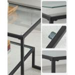 Salontafel, glazen tafel, woonkamertafel, 2 planken van gehard glas, stalen frame, 55 x 100 x 45 cm, decoratie, voor woonkamer, zwart LGT033B61