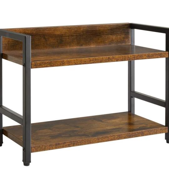 2-Tier Spice Rack Industriële Counter Plank Desktop Opslag Organizer Staande Kruiden Rack voor Aanrecht Keuken Kantoor Woonkamer Desktop Rustiek Bruin TLJ002H