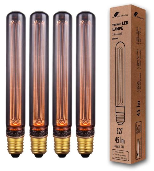 4x  Vintage Design LED lamp voor sfeerverlichting E27 T30 Edison lamp 2W 45lm 2000K rook extra warm wit 320° 230V flikkervrij, niet dimbaar