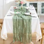 Tafelloper, 4 stuks, groene kaasdoek, tafelloper, boho-mousseline, decoratieve stof, rustieke gaas, tafelloper voor bruiloft, verjaardag, decoratie, 90 x 300 cm