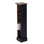 RUSTICALES houten cd-rek CD Tower | massief mahonie hout, 76x15,5x16cm (HxBxD) | houten plank met 4 vakken, cd-opslag | kleur: 04 zwart-natuur