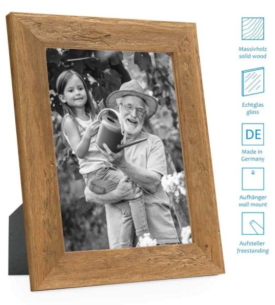 Set van 5 fotolijsten 15x20 cm strandhuis rustiek blauw massief hout met glasplaat incl. accessoires/fotolijst
