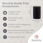 : 4 x rustieke pool-stompkaarsen 120/78 mm. Brandduur ca. 60 uur! incl. professionele kaarsaansteker - Duitse merkfabrikant - RAL gecertificeerd (asfalt)