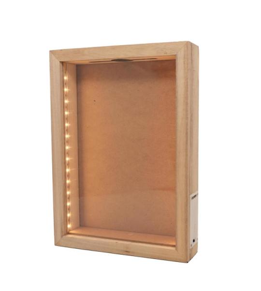 Rustikale Schattierbox aus Naturholz mit Lichtern, LED-beleuchtete Vitrine für Weinkorken, Tickets und kreative Ausstellungen, künstlerische Präsentationen, 20,3 x 27,9 cm
