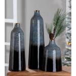 Grote decoratieve vaas conische bloemenvaas van metaal - decoratie woonkamer cadeau voor vrouwen - kleuren: grijs zwart hoogte 40 cm