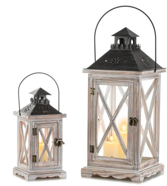 Lantaarn Kaarsenhouder Vintage Noodlijdende Houten Metalen Decoratieve Lantaarn voor Rustieke Bruiloft Centrumwerk Opknoping Lantaarn Boerderij Woondecoratie Binnen Buiten Lantaarn