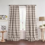 Home Fashions Farmhouse Living Grainger Buffalo-Check Verdunkelungsvorhang für Wohnzimmer und Schlafzimmer, Vorhang mit Stangentaschen, 132,1 x 213,4 cm, Grau, 1 Vorhang