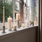 Rustieke stompkaarsen, wit, set van 4 stuks, lengte brandduur 60 uur, ongeparfumeerde, natuurlijke plantenwas, zonder palmolie, 13 x 7 cm