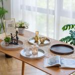 Decoratief dienblad voor salontafel: Zilveren houten ronde dienblad, rustiek houten dienblad, 31 cm,, landelijke centerpiece kaarshouder voor woondecoratie, poef, aanrecht display 