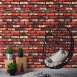 Rode Baksteen Kijken Zelfklevend Rol Schil en Plak Contact Papier Waterdicht Vinylfolie Muursticker voor Woonkamer Slaapkamer Decor 44.5x500cm