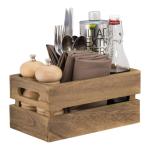 Vintage Mini Houten Krat Tafel Caddy - 5.by 9.5-Inch Opbergdoos Kruiderij Houder. Gebruiksvoorwerp Zilverwerk Houder Organizer