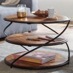 Koffietafel Massief Sheesham-Hout en Metaal 58x58x40,5 cm Salontafel Bruin | Ronde Tafel Woonkamer Moderne met Opbergruimte | Kleine Bijzettafel Woonkamertafel