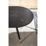 Salontafel, 120 x 60 x 41,5 cm, in marmerlook, zwart, modern, design woonkamertafel met metalen frame, grote bijzettafel, woonkamer