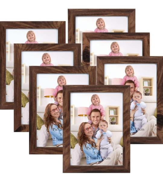 7 stuks fotolijsten set 13x18 cm voor 18x13 foto's en foto's, bruine fotolijst collage, wand- of tafelstandaard - cadeau vriend
