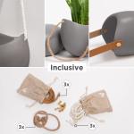 Wandvazen -Ellie- | hangende keramische bloempotten 3-delig | wanddecoratie voor kamer, balkon en tuin | grijs (mat)