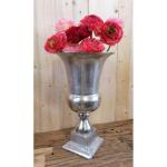 Vaas, bloemenvaas, pokalvaas, decoratieve vaas, aluminium, zilver, groot, voor kunstbloemen en pampasgras, 49 cm