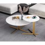 Stijlvolle Moderne Zwarte Marmer Look Nesting Salontafels Set met Goud Metalen Frame voor Woonkamer of Home Decor