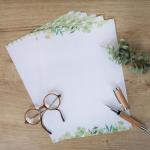 50 vellen briefpapier A4 groen wit aquarel designpapier voor menukaarten, uitnodigingen, brieven