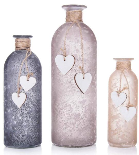 Set van 3 decoratieve vazen met hartjes