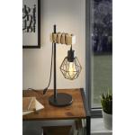 Tafellamp Townshend 5, vintage tafellamp in industrieel design, retro lamp, bedlampje van staal, hout, kleur zwart, bruin, FSC-gecertificeerd, fitting E27, incl. schakelaar