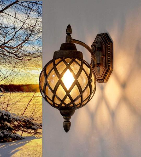 XXL buitenwandlamp Kairo van gegoten aluminium in koper antiek IP44 weerbestendig H: 40 cm voor terras tuin huismuur buitenverlichting wandlamp binnenplaats