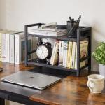 2-Tier Spice Rack Industriële Counter Plank Desktop Opslag Organizer Staand Kruidenrek voor Aanrecht Keuken Kantoor Woonkamer Desktop Zwart TLJ002B