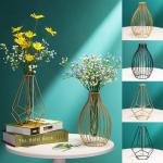 Metalen frame reageerbuisvaas, moderne glazen vaas op tafel voor hydrocultuur kweekplanten huis tuin bruiloft decoratie
