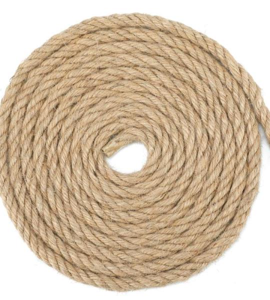 Jute touw, 8 mm dik, 10 m, tuinhenneptouw, bruin jute touw voor kattenkrabpaal, 8 mm rustieke decoratie henneptouw voor doe-het-zelf knutselen, ophangen en decoraties