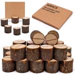 Set van 40 rustieke houten tafelkaarthouders, menukaarthouder, tafelkaarthouder, hout, rustieke kaartenhouder, foto's, voor memo, ansichtkaarthouders (20 houders + 20 papieren kaar