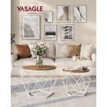 Salontafel rond, set van 2, woonkamertafel, bijzettafel, modern, afneembaar tafelblad, voor woonkamer, honingbruin-wolkenwit LET040K41