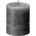 Rustik Stumpenkerzen - Anthrazit - Set 4 Stück - Länge Brenndauer 35 Stunden - Unparfümierte - Natürliches Pflanzenwachs - Ohne Palmöl - 8 x 7 cm