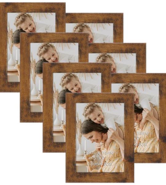Set van 7 rustieke fotolijsten voor foto's, 13 x 18 cm, vintage stijl, ideaal voor wand- en tafelinstallatie in de woonkamer, slaapkamer, kantoor of hal