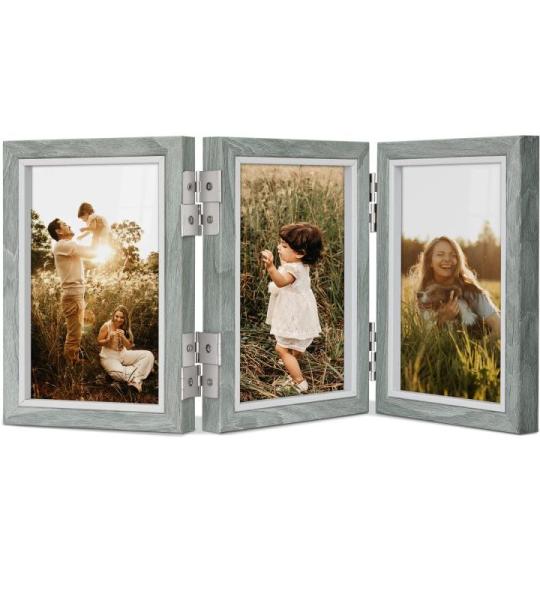 Fotolijst collage 10x15 hout grijs 3 afbeeldingen meervoudige fotolijst rustiek modern deco familiecadeau
