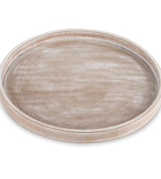 Decoratief dienblad voor salontafel: Gouden houten ronde dienblad, rustiek houten dienblad, 31 cm, landelijke centerpiece kaarshouder voor woondecoratie, poef, aanrecht display en 