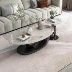 Luxuriöser Couchtisch aus Marmor mit goldfarbener Metallhalterung für Wohnzimmer, elegantes Design, leicht zu reinigen