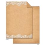 50 vellen briefpapier, naturel, wit, dubbelzijdig 100 g, kraftpapier, DIN A4, 100 g, vintage