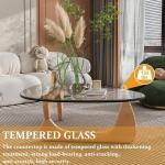 Skandinavischer Couchtisch, Wohnzimmertisch mit Platte aus Hartglas, Beistelltisch aus Holz, Kaffeetische, Schlafzimmer, Büro, Kaffee (Holz + transparent, 114 cm)