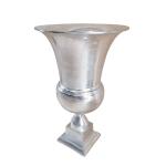 Vaas, bloemenvaas, pokalvaas, decoratieve vaas, aluminium, zilver, groot, voor kunstbloemen en pampasgras, 56 cm