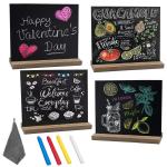 4 stuks kleine om te beschrijven, met 4 stiften en poetsdoek, mini-krijtbord, buffet, leibord om te beschrijven voor bar, café, verjaardag, bruiloft