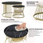 Moderne ronde salontafel, set van 2, ronde bijzettafelset, woonkamertafel met marmerfineer en goud, metalen frame, bijzettafel, salontafel, koffietafel voor woonkamer en slaapkamer