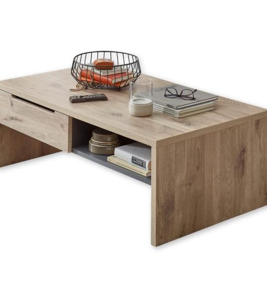Bellano Salontafel in Viking eikenlook, grafiet, moderne salontafel met laden en opbergruimte voor je woonkamer, 110 x 40 x 65 cm (b x h x d)